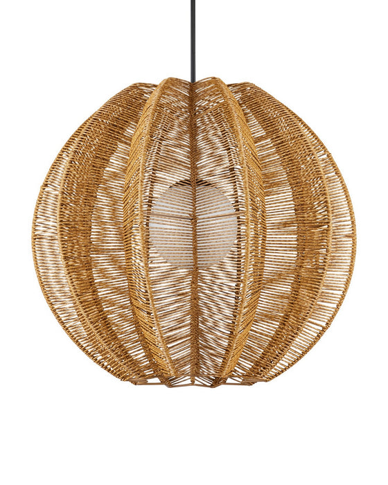 Currey and Company - 9500-0019 - One Light Pendant - Barbary - Natural/Black/Frosted White