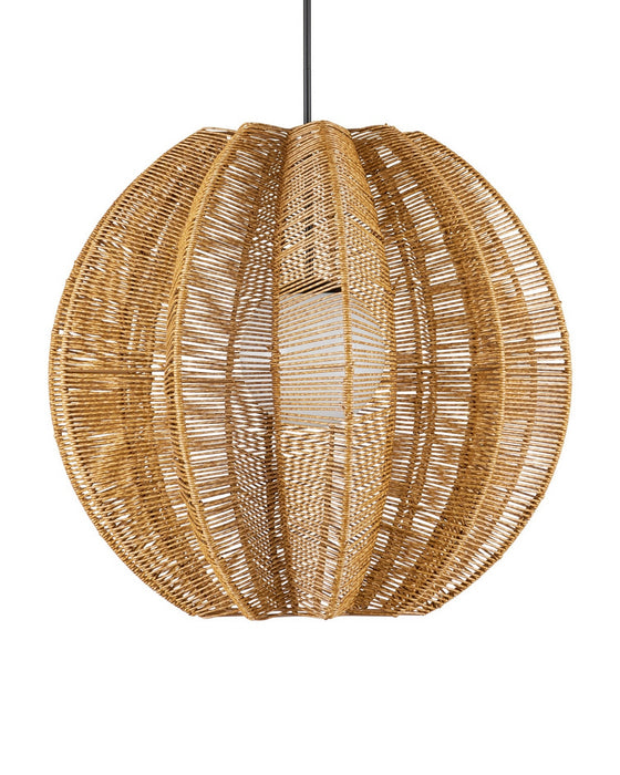 Currey and Company - 9500-0019 - One Light Pendant - Barbary - Natural/Black/Frosted White