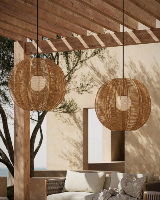 Currey and Company - 9500-0019 - One Light Pendant - Barbary - Natural/Black/Frosted White