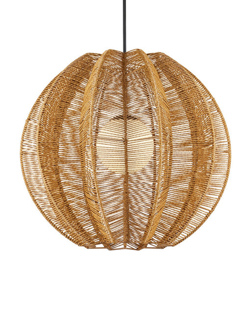 Currey and Company - 9500-0019 - One Light Pendant - Barbary - Natural/Black/Frosted White