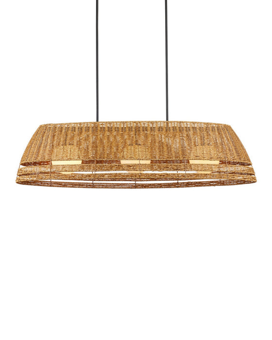 Currey and Company - 9500-0021 - Three Light Chandelier - Barbary - Natural/Black/Frosted White