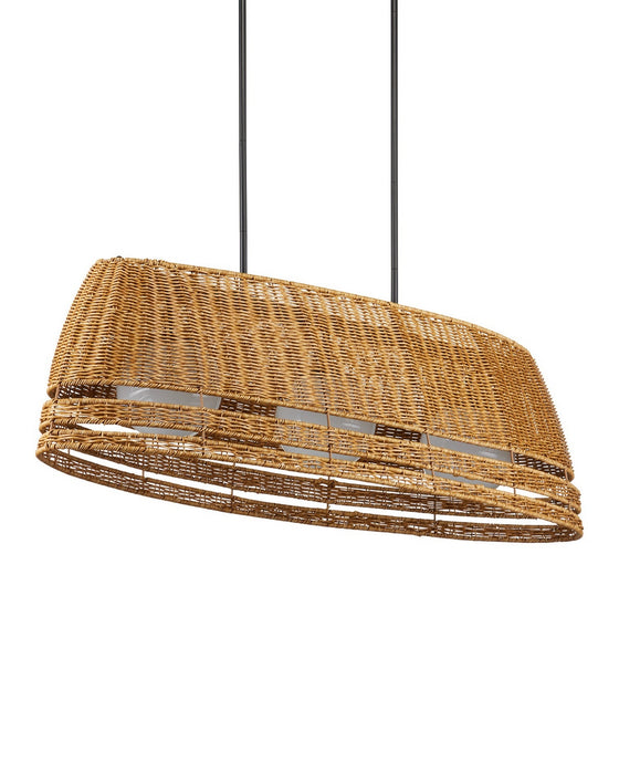 Currey and Company - 9500-0021 - Three Light Chandelier - Barbary - Natural/Black/Frosted White