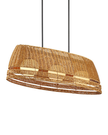 Barbary Three Light Chandelier Natural/Black/Frosted White