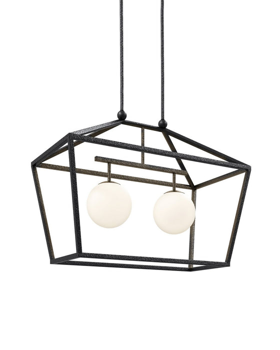 Currey and Company - 9500-0023 - Two Light Lantern - Denison - Black/Frosted White