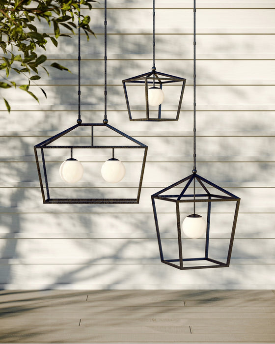 Currey and Company - 9500-0023 - Two Light Lantern - Denison - Black/Frosted White