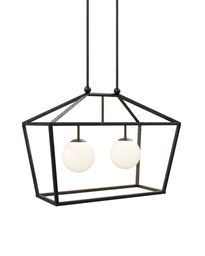Denison Two Light Lantern Black/Frosted White
