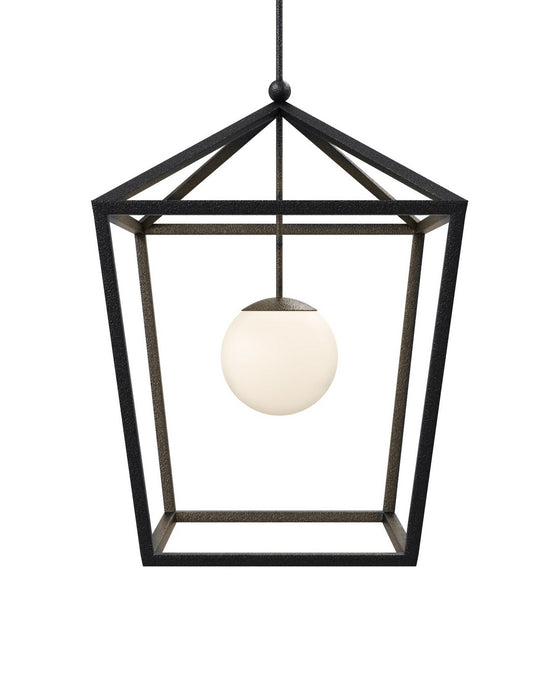 Currey and Company - 9500-0024 - One Light Lantern - Denison - Black/Frosted White