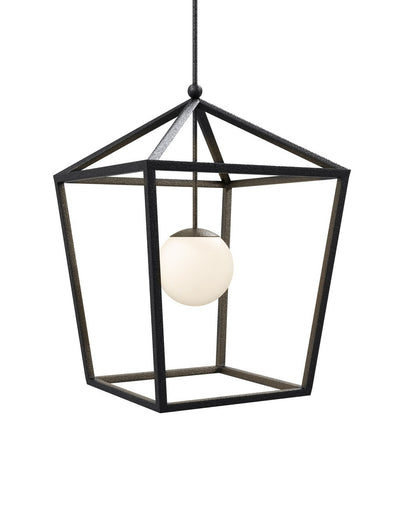 Denison One Light Lantern Black/Frosted White