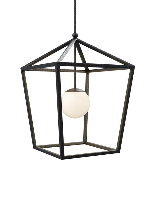 Currey and Company - 9500-0024 - One Light Lantern - Denison - Black/Frosted White