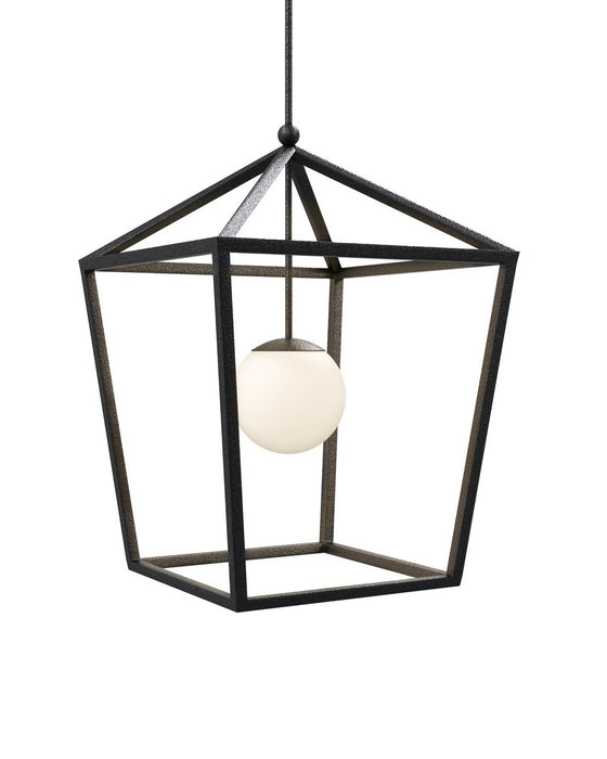 Currey and Company - 9500-0024 - One Light Lantern - Denison - Black/Frosted White