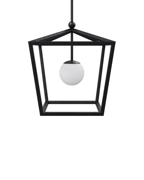 Currey and Company - 9500-0025 - One Light Lantern - Denison - Black/Frosted White
