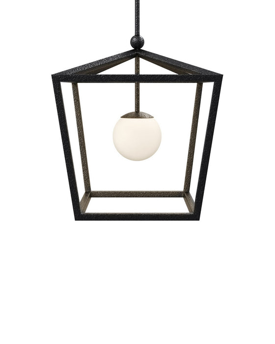Currey and Company - 9500-0025 - One Light Lantern - Denison - Black/Frosted White