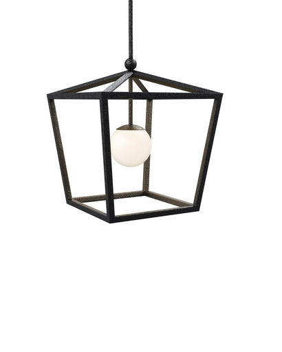 Denison One Light Lantern Black/Frosted White