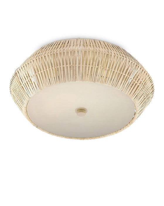 Currey and Company - 9999-0078 - Two Light Flush Mount - Antibes - Bleached Natural/Snow White/White