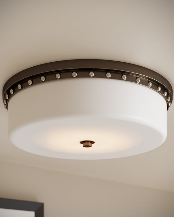 Currey and Company - 9999-0079 - LED Flush Mount - Barnabe - White/Antique Brass/Polished Nickel