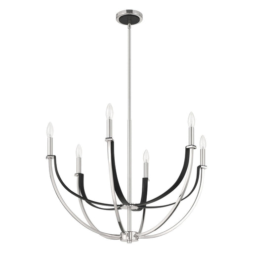 Thesis - 207886A - Six Light Chandelier - Sussex - Polished Nickel, Black