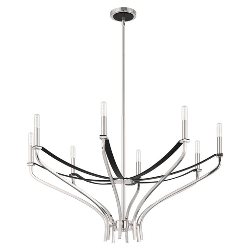 Thesis - 207887A - Eight Light Chandelier - Sussex - Polished Nickel, Black