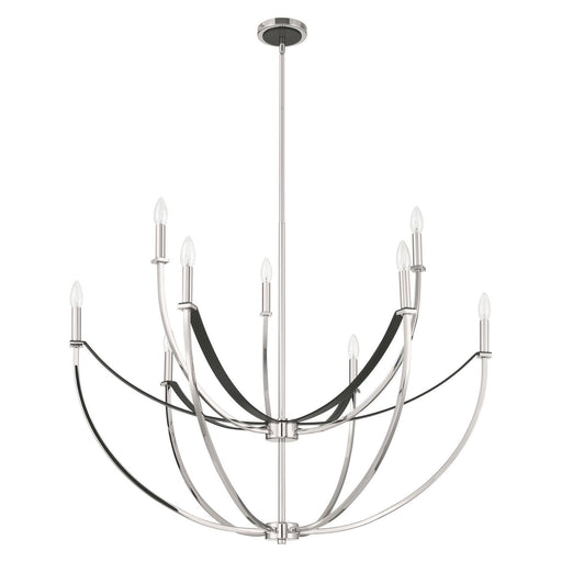 Thesis - 207888A - Nine Light Chandelier - Sussex - Polished Nickel, Black