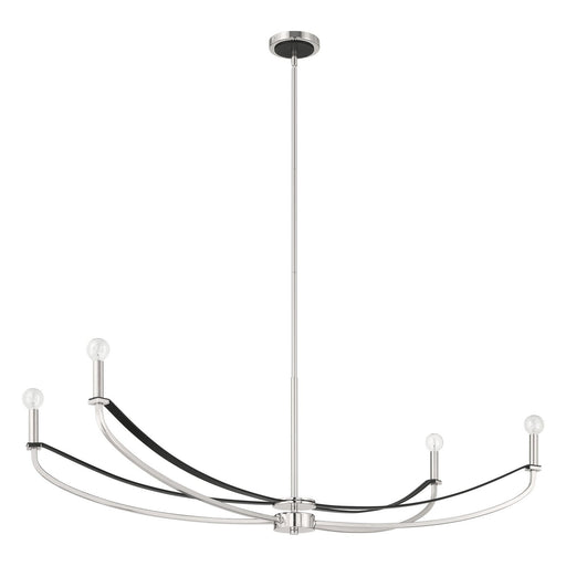 Thesis - 207889A - Four Light Linear Chandelier - Sussex - Polished Nickel, Black