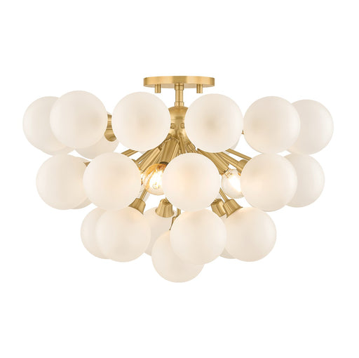 Antoneta Three Light Semi Flush Mount Aged Brass