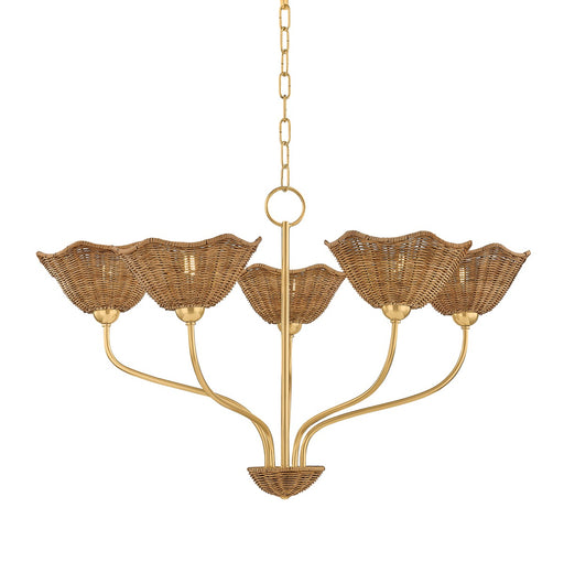 Kehlani Five Light Chandelier Aged Brass