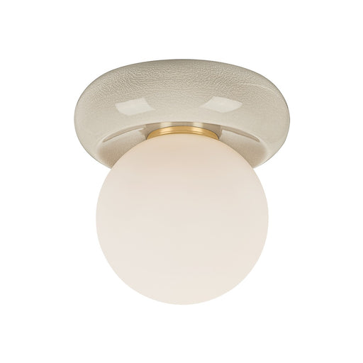 Tyra One Light Flush Mount Aged Brass