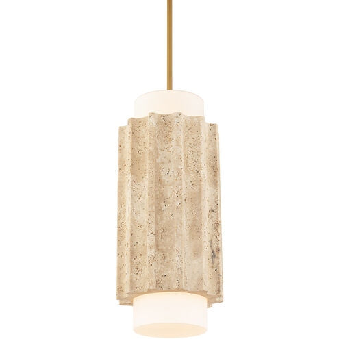 Modern Forms - PD-62516-40-WV/AB - LED Mini Pendant - Caviar - Beige Travertine/Aged Brass