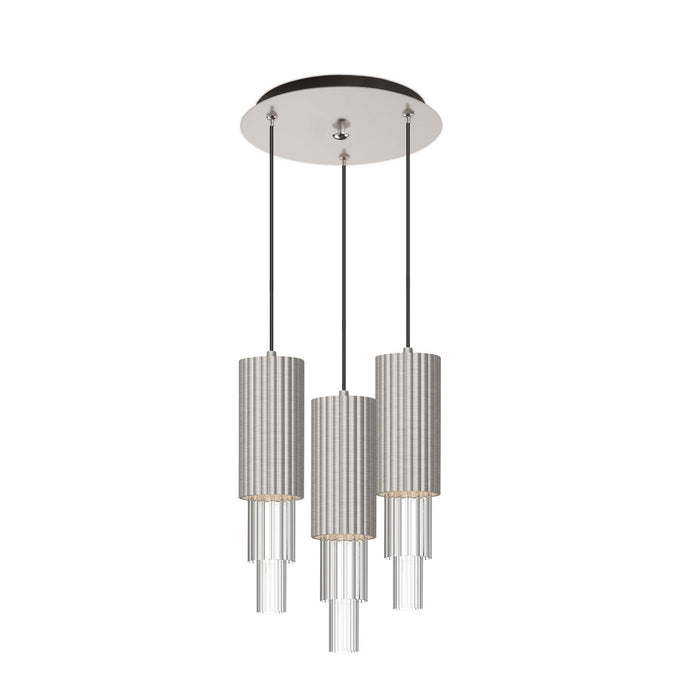 Alora - MP502204BNCR-03 - LED Pendant - Bordeaux - Brushed Nickel/Clear Ribbed Glass