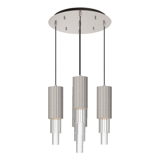 Alora - MP502204BNCR-05 - LED Pendant - Bordeaux - Brushed Nickel/Clear Ribbed Glass