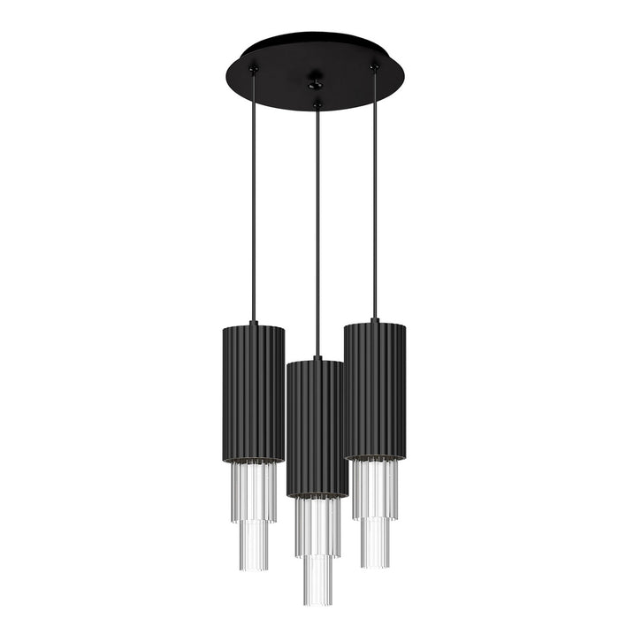 Alora - MP502204MBCR-03 - LED Pendant - Bordeaux - Matte Black/Clear Ribbed Glass