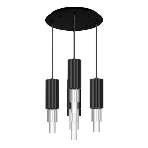 Alora - MP502204MBCR-05 - LED Pendant - Bordeaux - Matte Black/Clear Ribbed Glass
