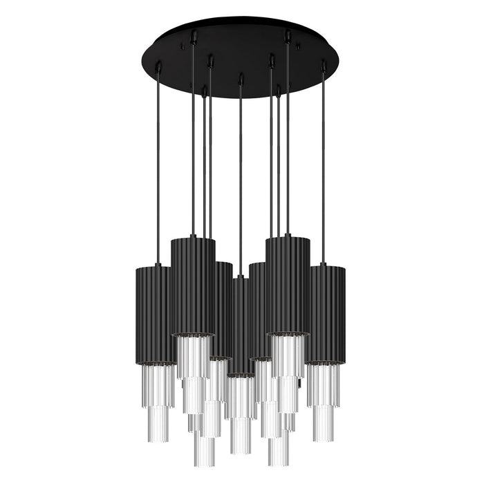 Alora - MP502204MBCR-09 - LED Pendant - Bordeaux - Matte Black/Clear Ribbed Glass