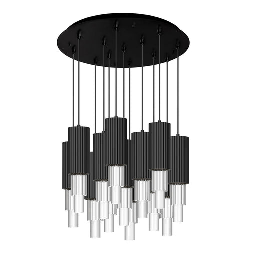 Alora - MP502204MBCR-13 - LED Pendant - Bordeaux - Matte Black/Clear Ribbed Glass