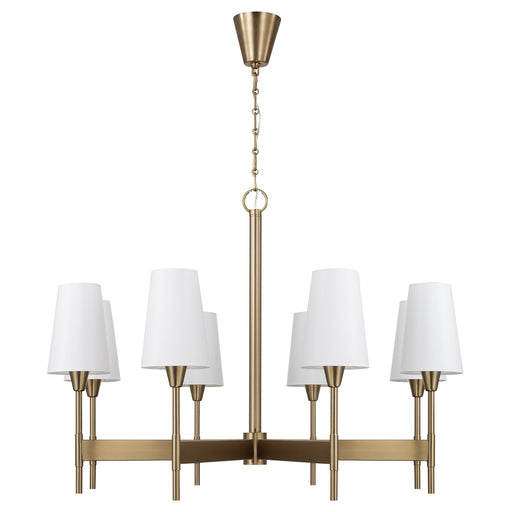 Leland Eight Light Chandelier Aged Brass