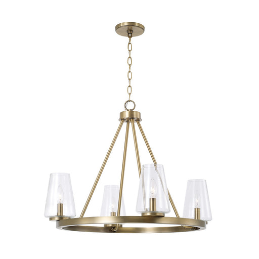 Aaron Four Light Chandelier Aged Brass