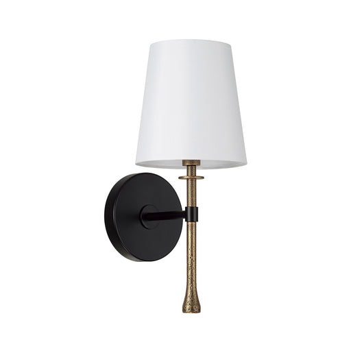 Hollis One Light Wall Sconce Matte Black with Hammered Gold