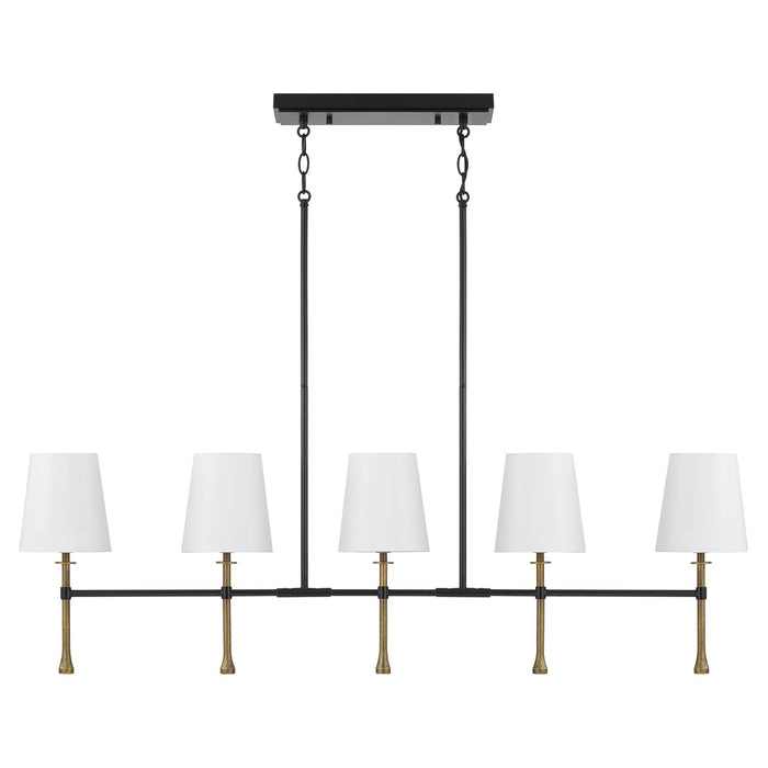 Capital Lighting - 860751MBG-717 - Five Light Island Pendant - Hollis - Matte Black with Hammered Gold