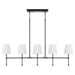 Capital Lighting - 860751MBG-717 - Five Light Island Pendant - Hollis - Matte Black with Hammered Gold