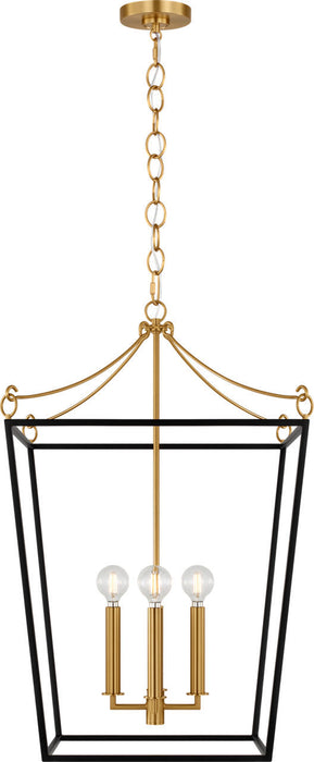 Visual Comfort Studio - KSC1174MBK - Four Light Lantern - Carlyle - Midnight Black/Burnished Brass