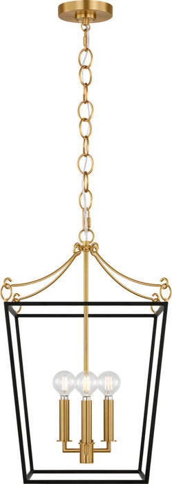 Visual Comfort Studio - KSC1183MBK - Three Light Lantern - Carlyle - Midnight Black/Burnished Brass
