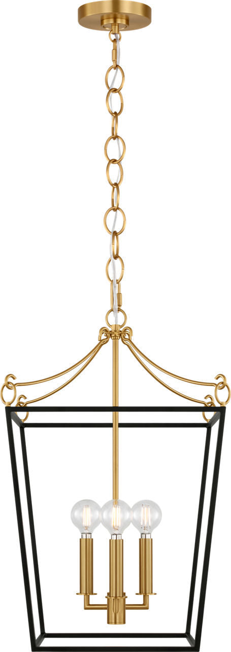 Visual Comfort Studio - KSC1183MBK - Three Light Lantern - Carlyle - Midnight Black/Burnished Brass