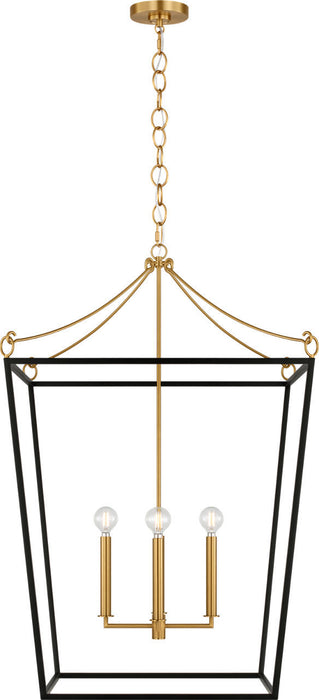Visual Comfort Studio - KSC1204MBK - Four Light Lantern - Carlyle - Midnight Black/Burnished Brass