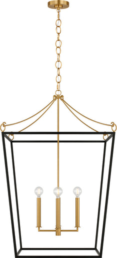 Carlyle Four Light Lantern Midnight Black/Burnished Brass
