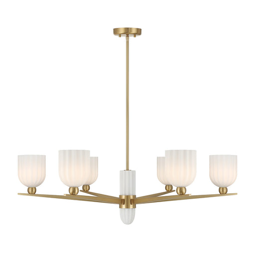 Collier Six Light Chandelier Warm Brass