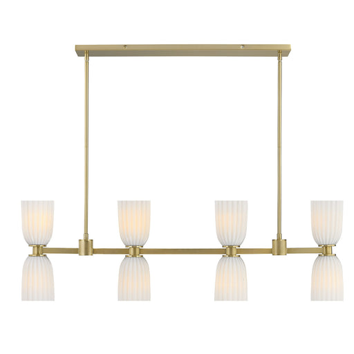 Baldwin Eight Light Linear Chandelier Noble Brass