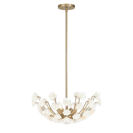 Flores Four Light Chandelier Noble Brass