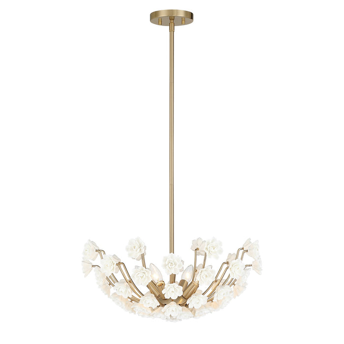 Savoy House - 1-2500-4-127 - Four Light Chandelier - Flores - Noble Brass