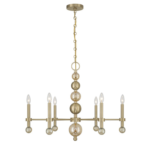 Crescent Six Light Chandelier Noble Brass
