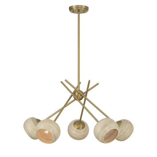Jasper Five Light Chandelier Warm Brass