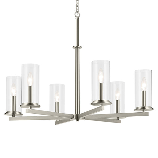 Crosby Six Light Chandelier Brushed Nickel